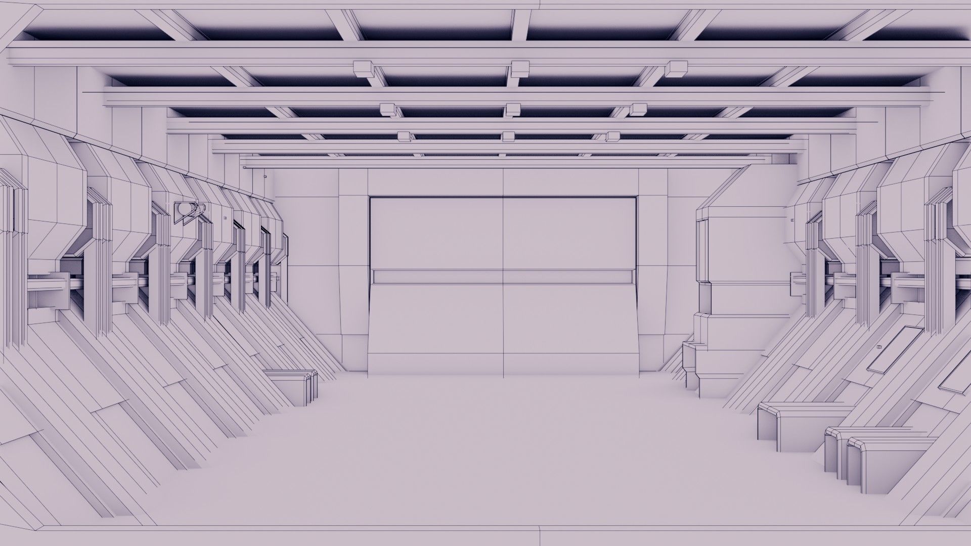 Sci-Fi Hangar - Low Poly - Game Ready -PBR Low-poly 3D model_8