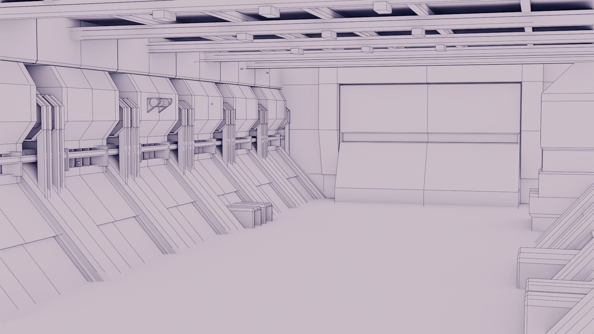 Sci-Fi Hangar - Low Poly - Game Ready -PBR Low-poly 3D model_10