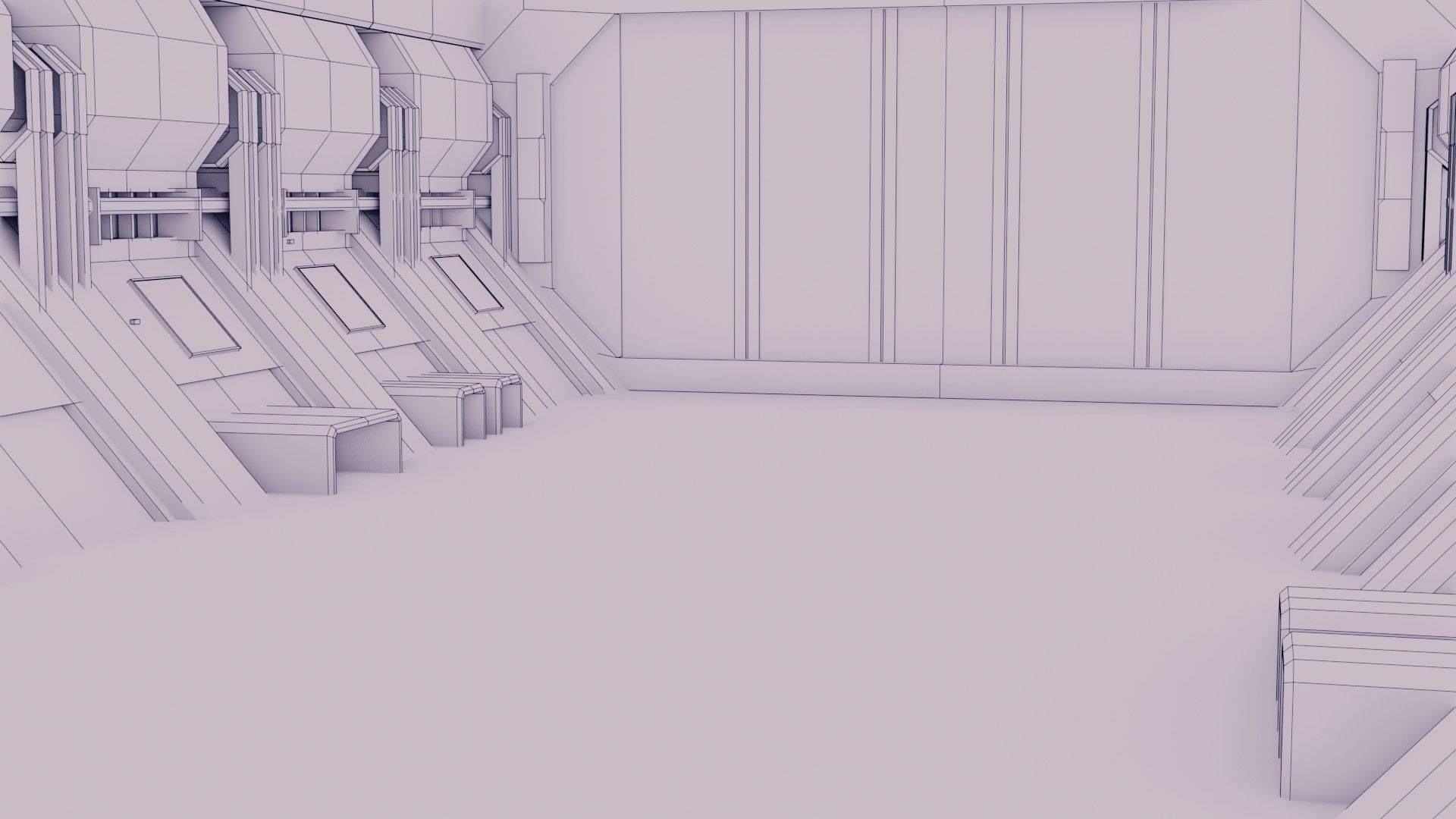 Sci-Fi Hangar - Low Poly - Game Ready -PBR Low-poly 3D model_12