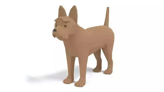 Low Poly Cartoon Yorkshire Terrier Dog Low-poly 3D model