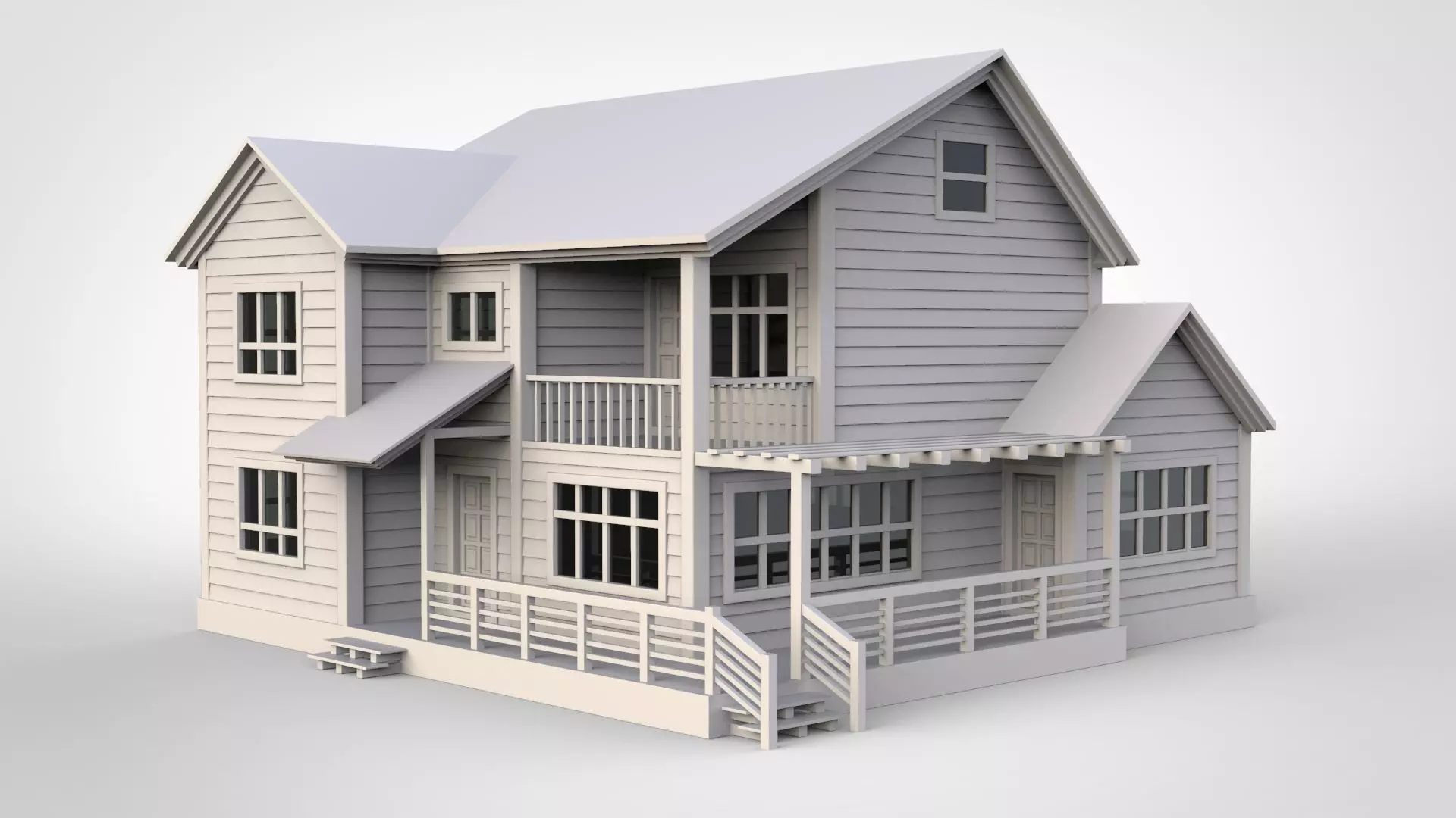 Wooden House Low-poly 3D model