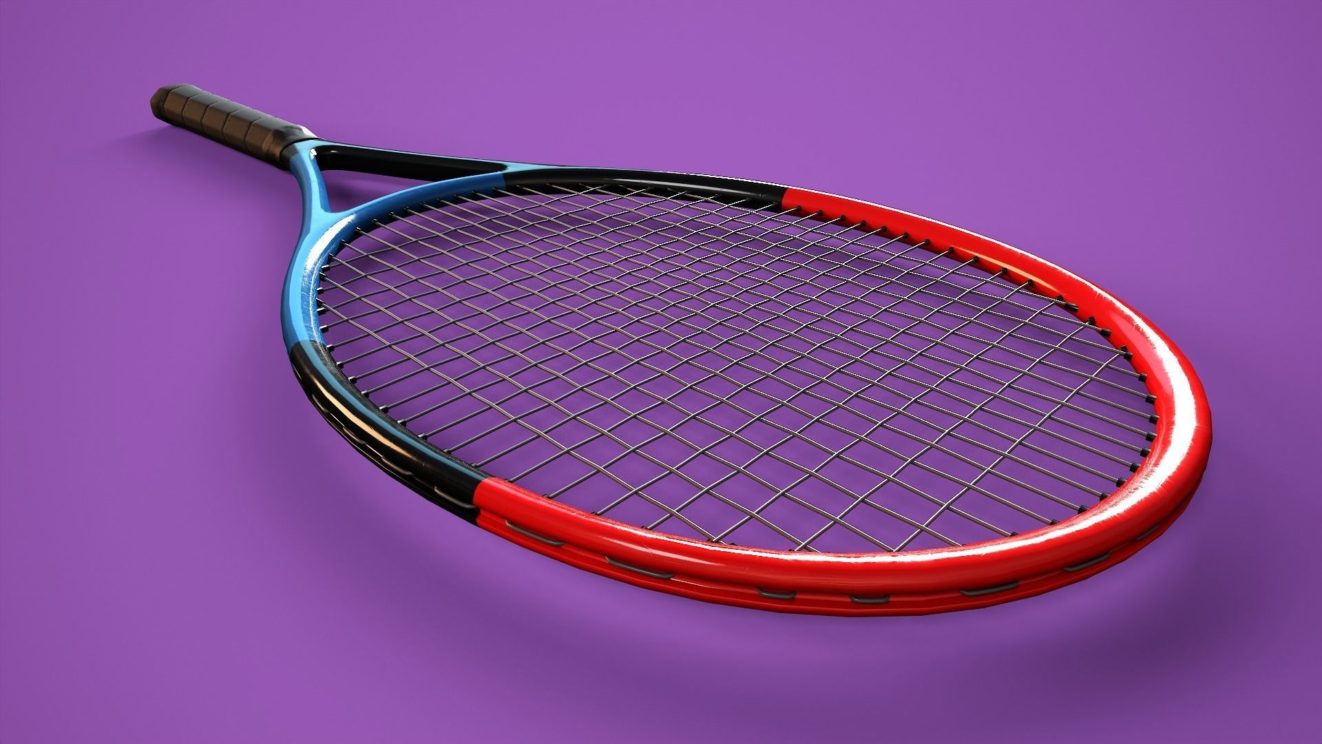 Tennis Racket Low-poly 3D model_1