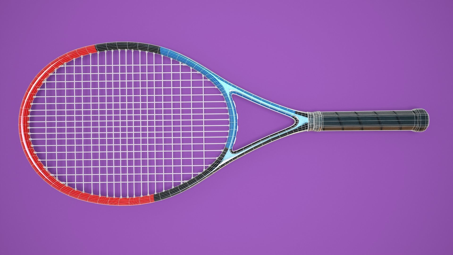 Tennis Racket Low-poly 3D model_12