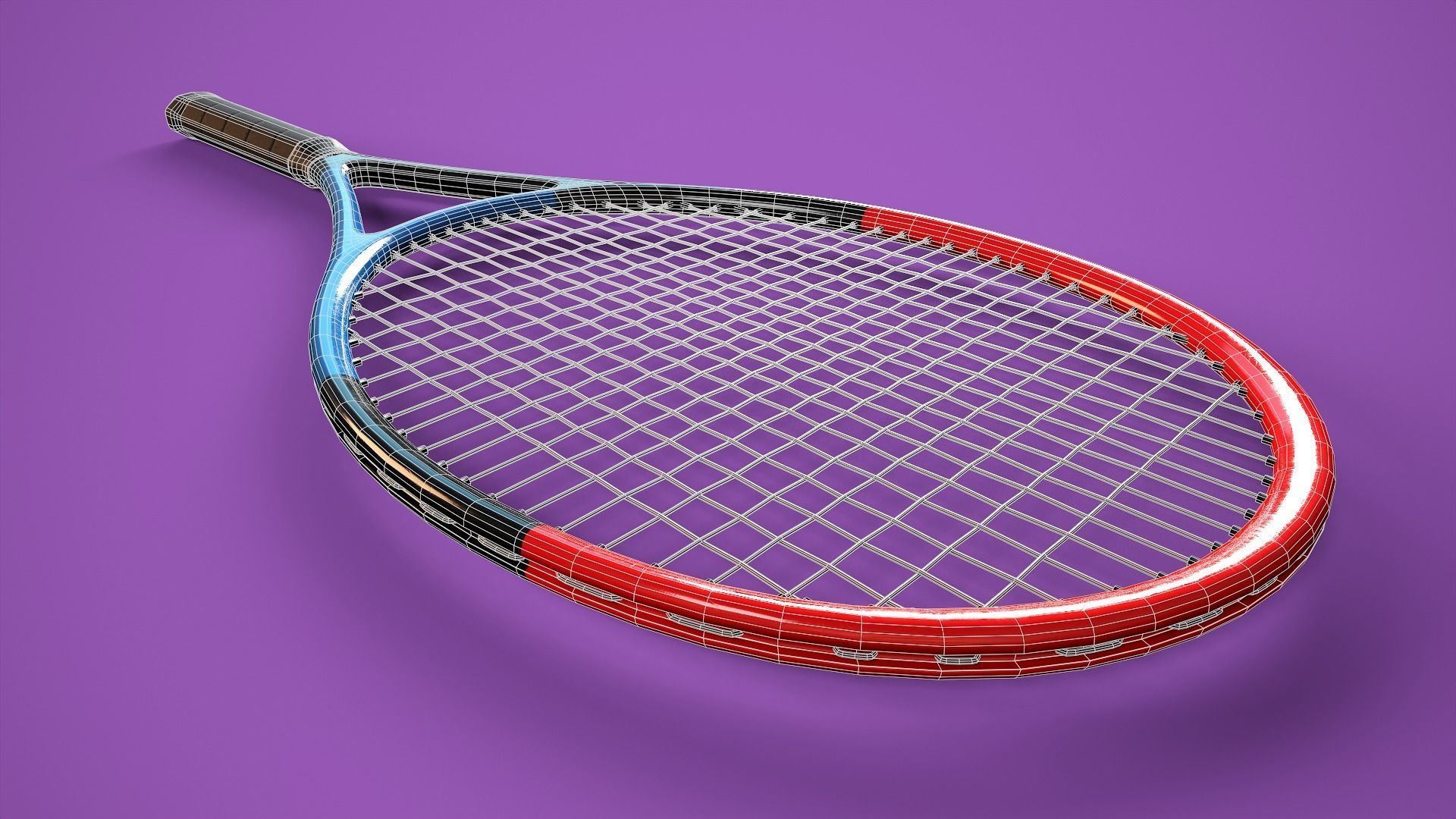 Tennis Racket Low-poly 3D model_8