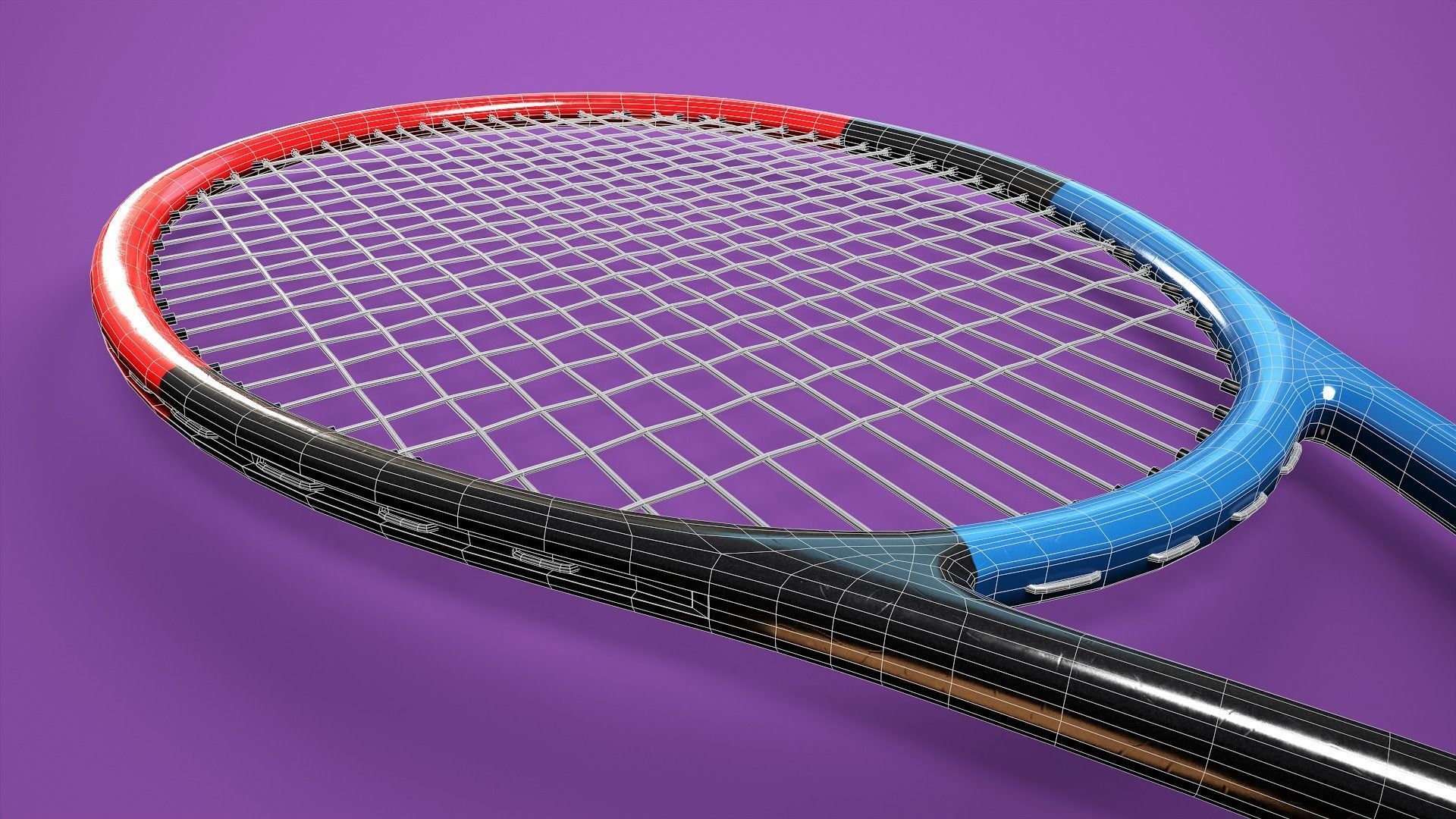 Tennis Racket Low-poly 3D model_11