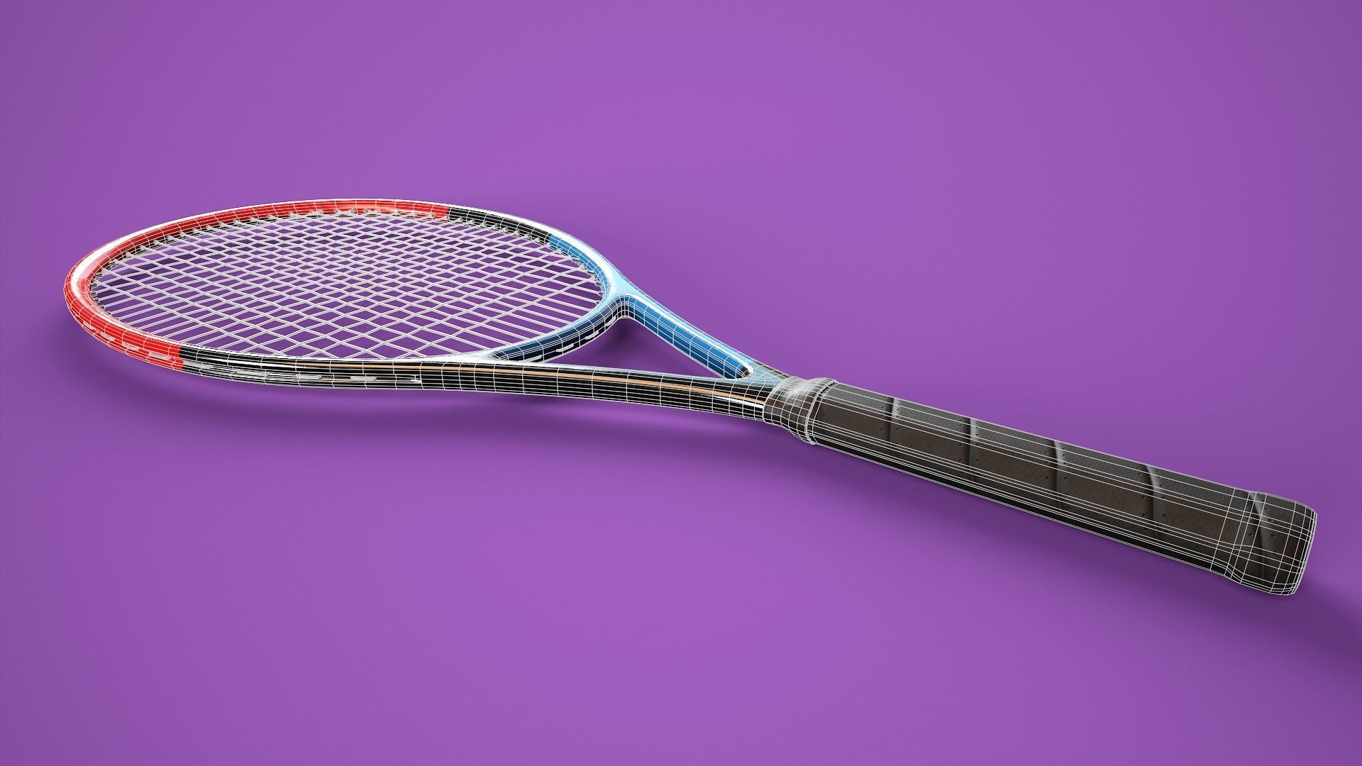 Tennis Racket Low-poly 3D model_7