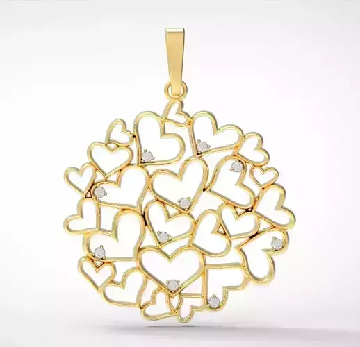 Gold hearts 3D print model Gold hearts 3D print model