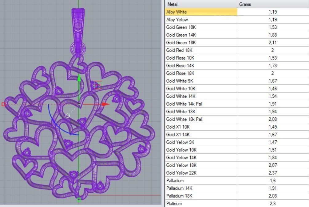 Gold hearts 3D print model_6
