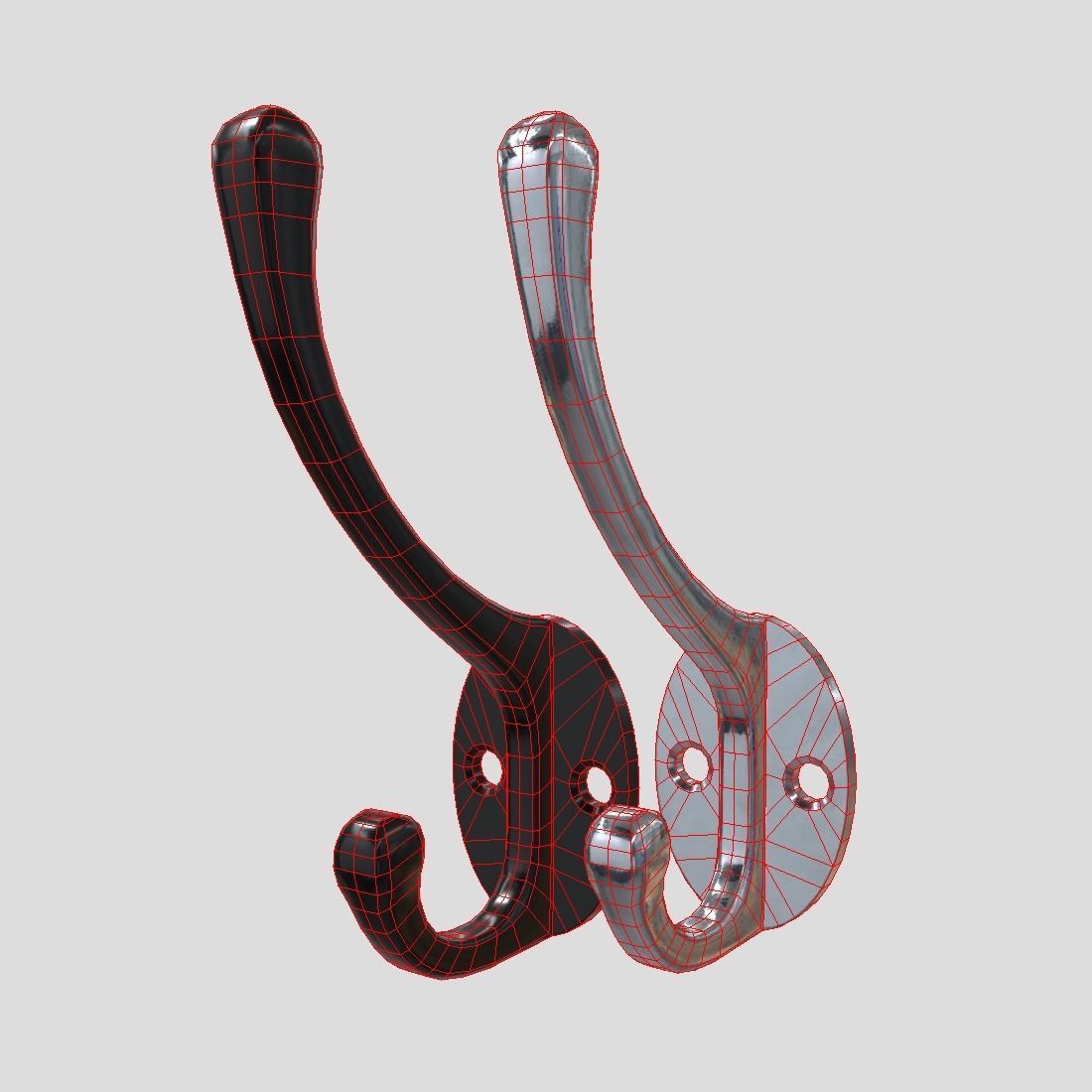 Coat Hook Low-poly 3D model_2