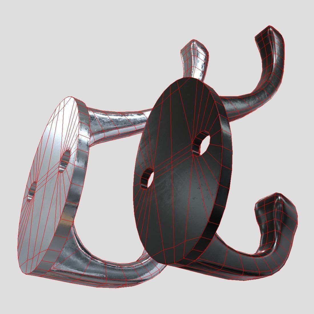 Coat Hook Low-poly 3D model_10