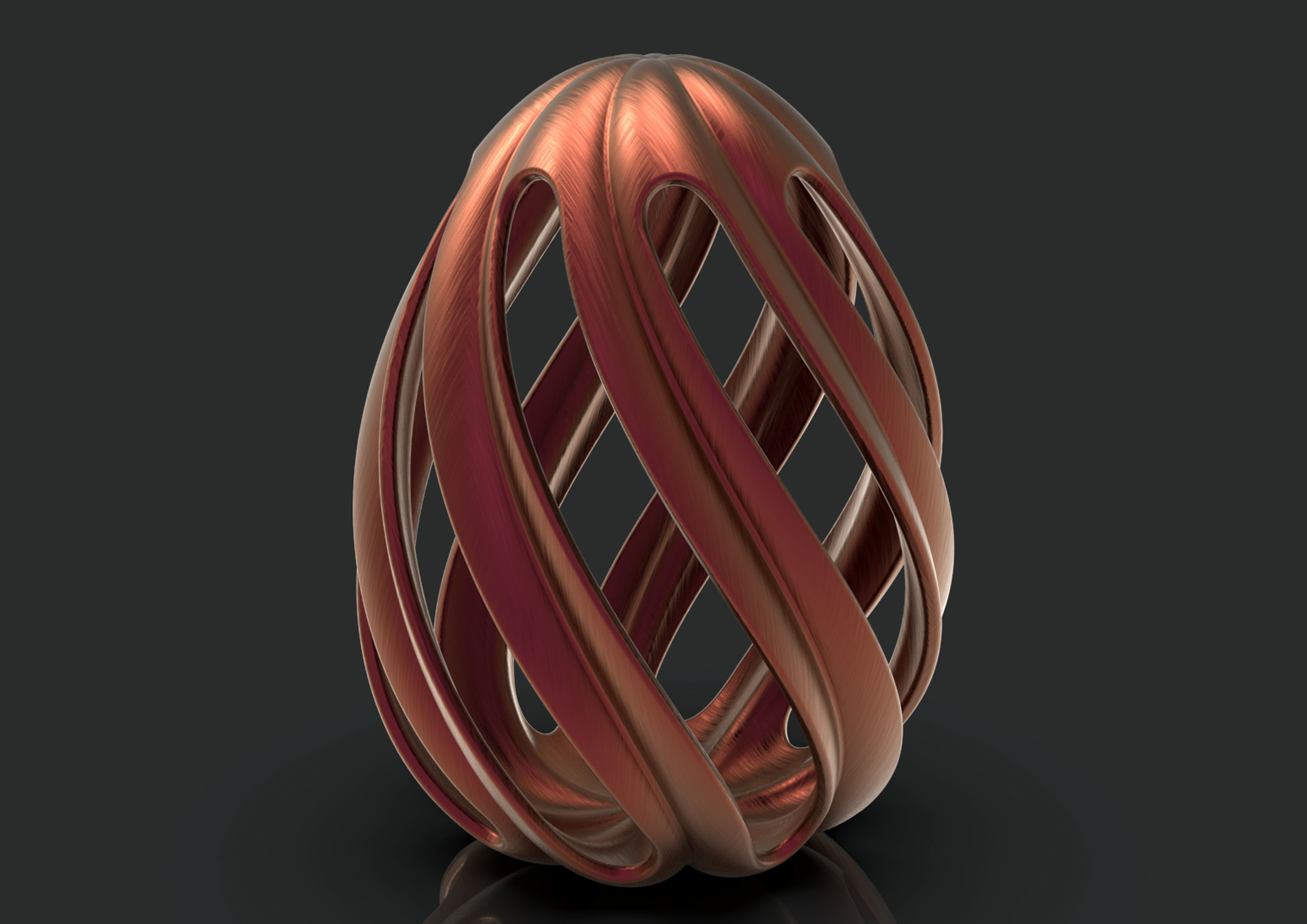 elipsecurve spiral ring made of copper 3D print model_2