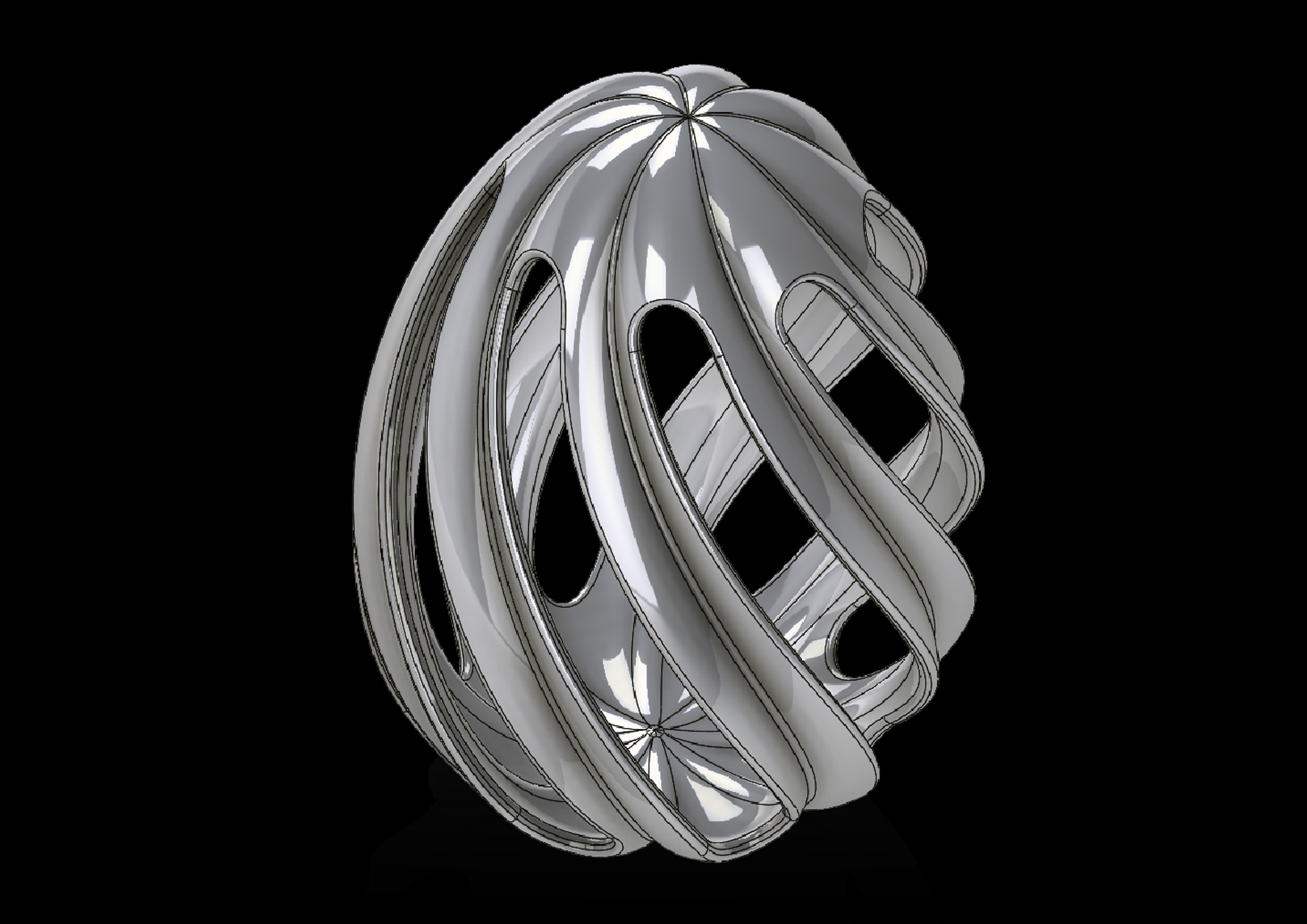 elipsecurve spiral ring made of copper 3D print model_3