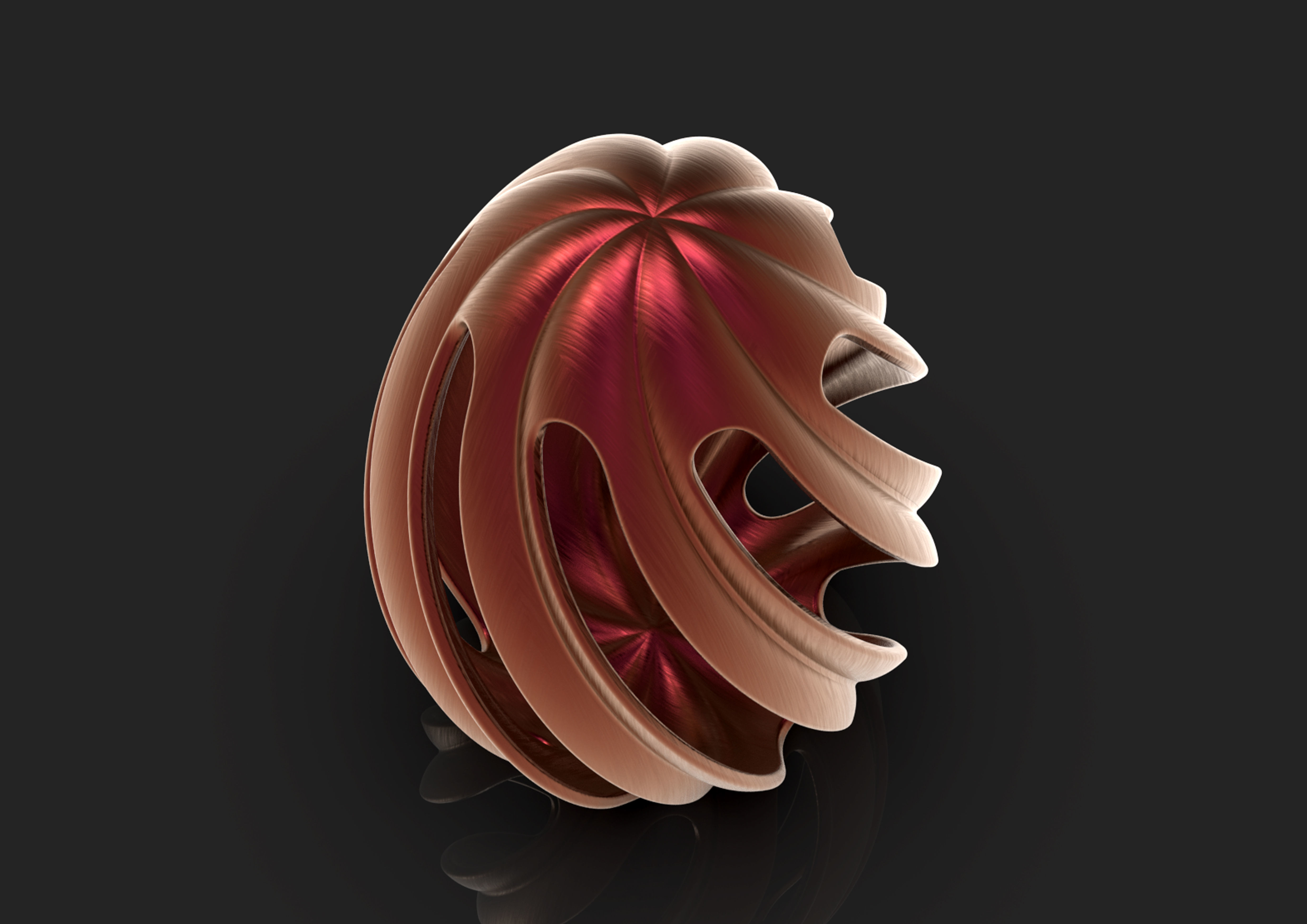 elipsecurve spiral ring made of copper 3D print model_1