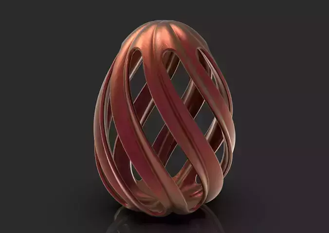 elipsecurve spiral ring made of copper 3D print model