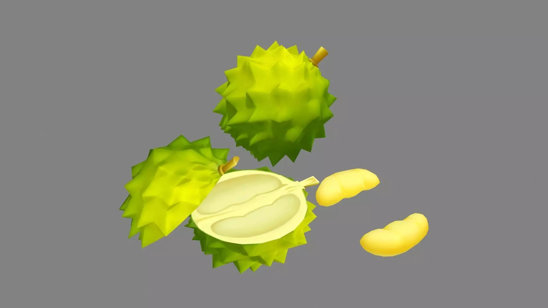 Cartoon cyan durian Low-poly 3D model