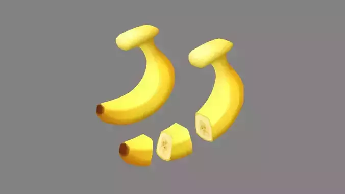 Cartoon banana and slice