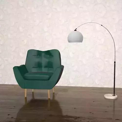 armchair and floor lamp