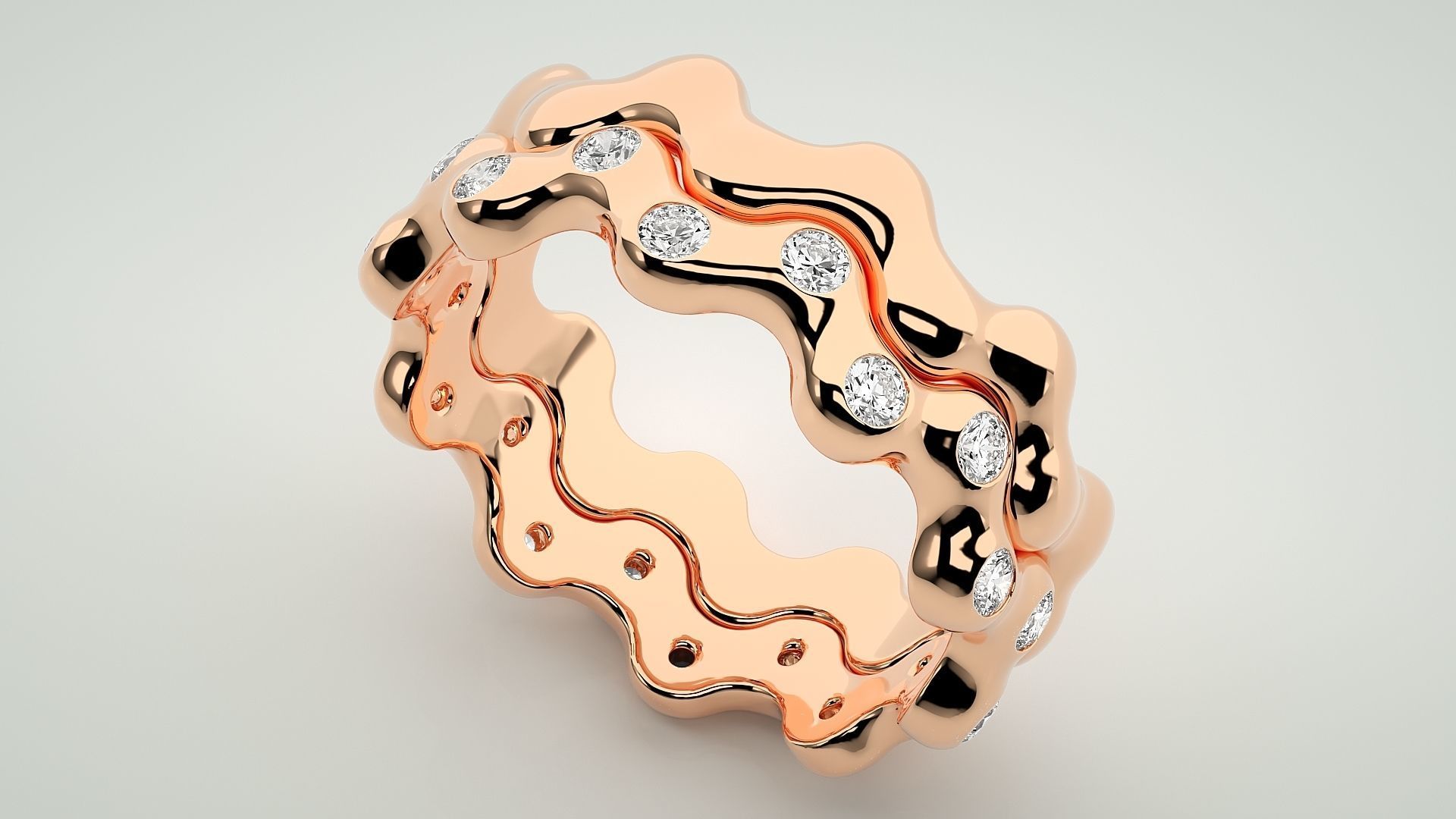 Eternity Band Diamond Ring 3dm stl render detail 3D print model_2