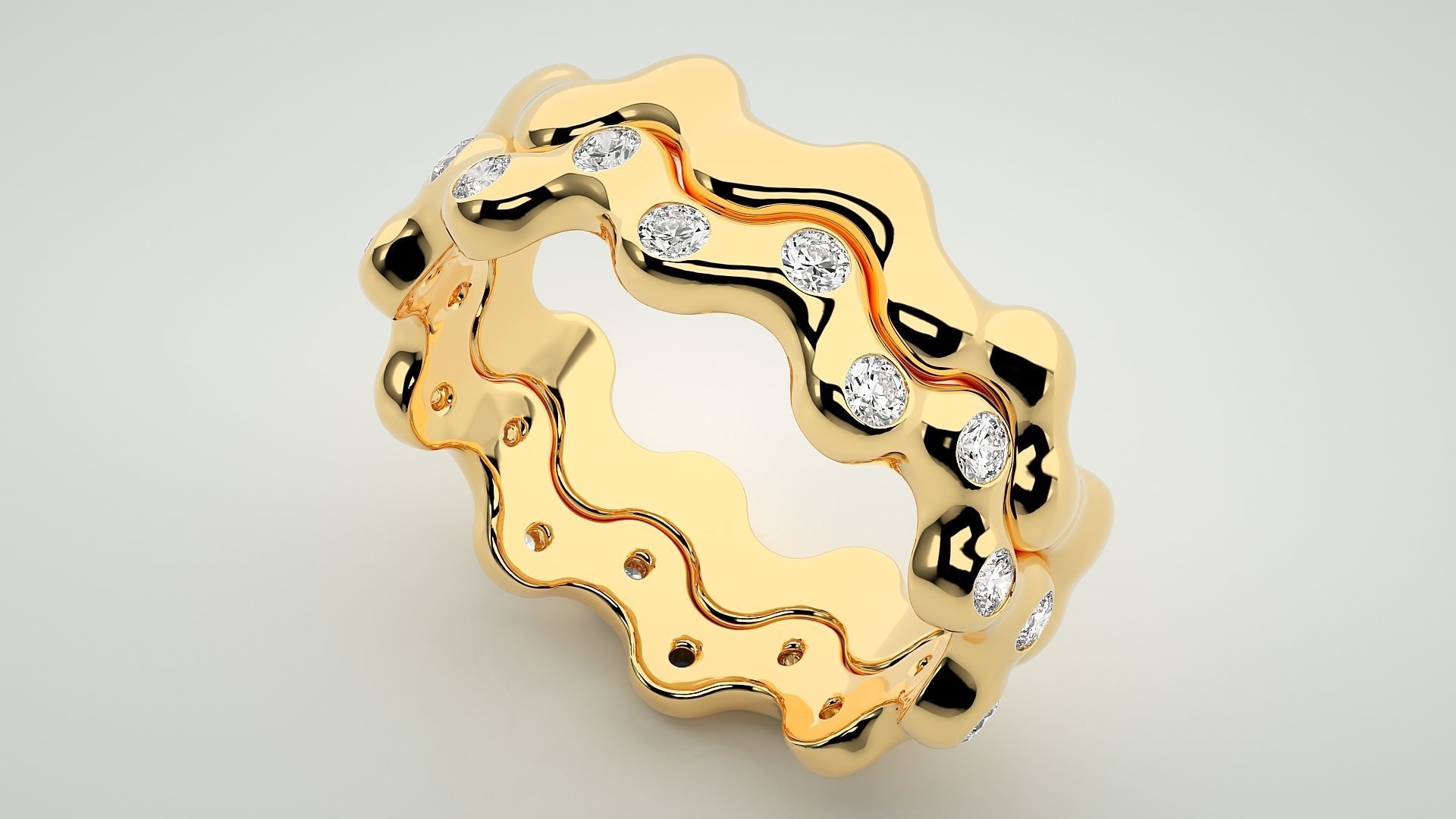 Eternity Band Diamond Ring 3dm stl render detail 3D print model_9