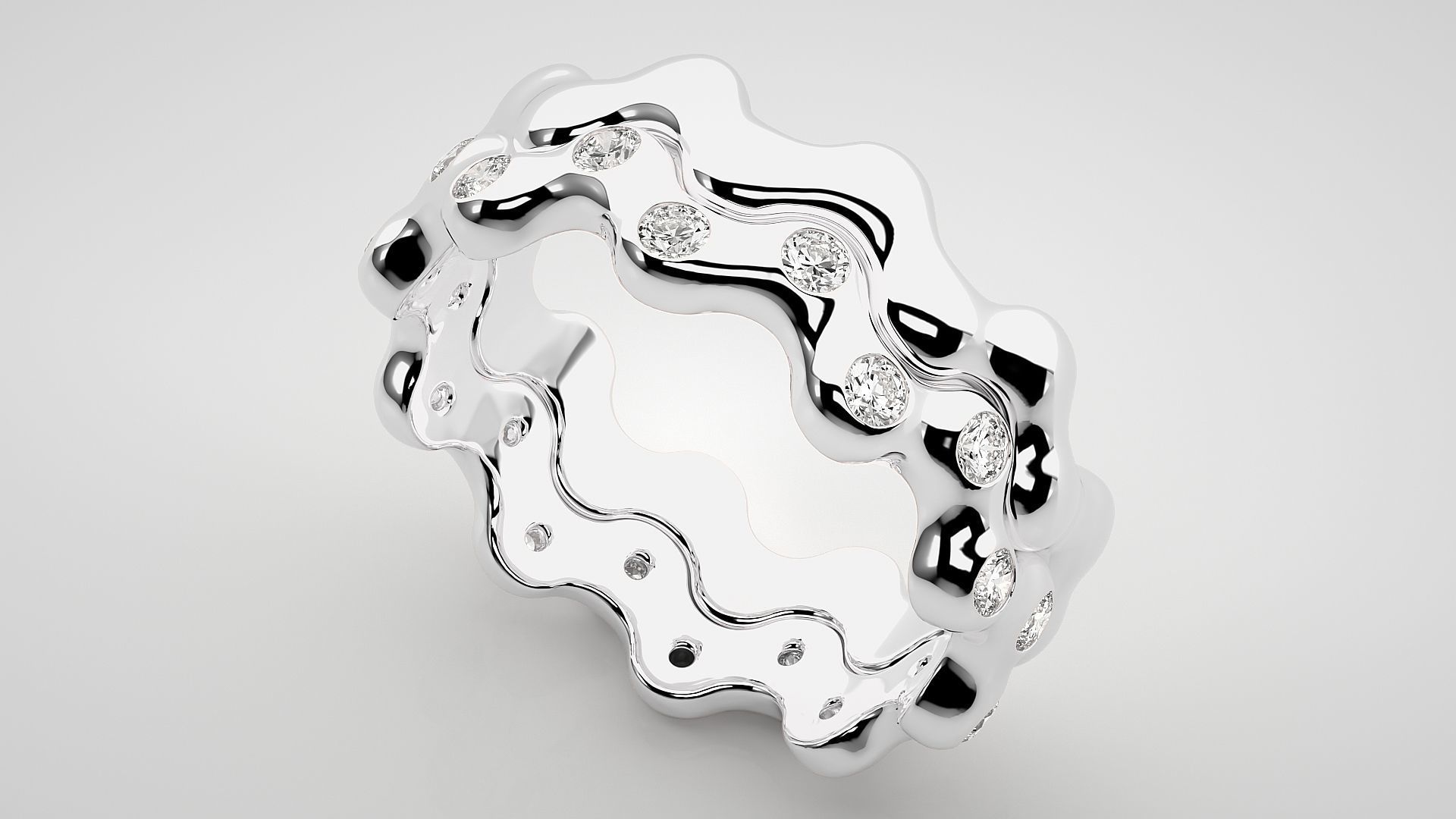 Eternity Band Diamond Ring 3dm stl render detail 3D print model_6
