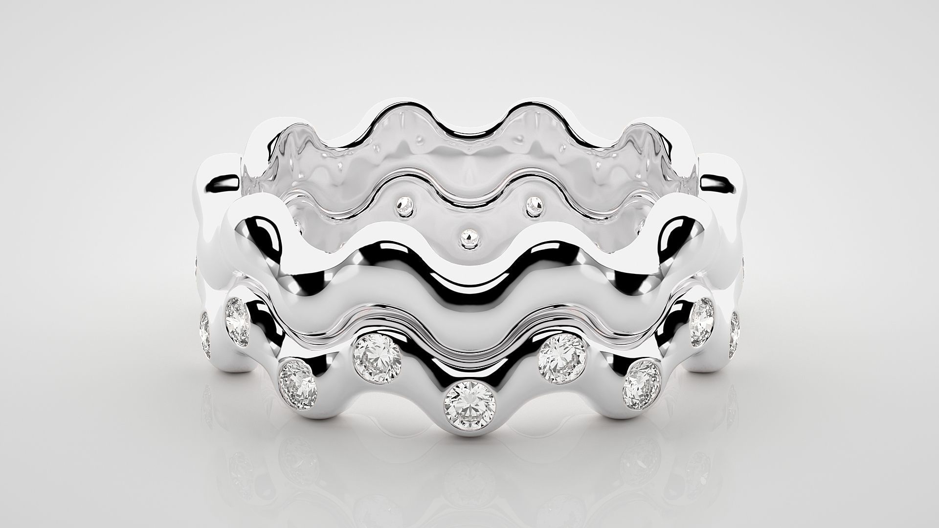 Eternity Band Diamond Ring 3dm stl render detail 3D print model_4