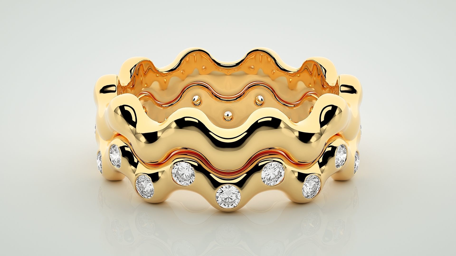 Eternity Band Diamond Ring 3dm stl render detail 3D print model_7