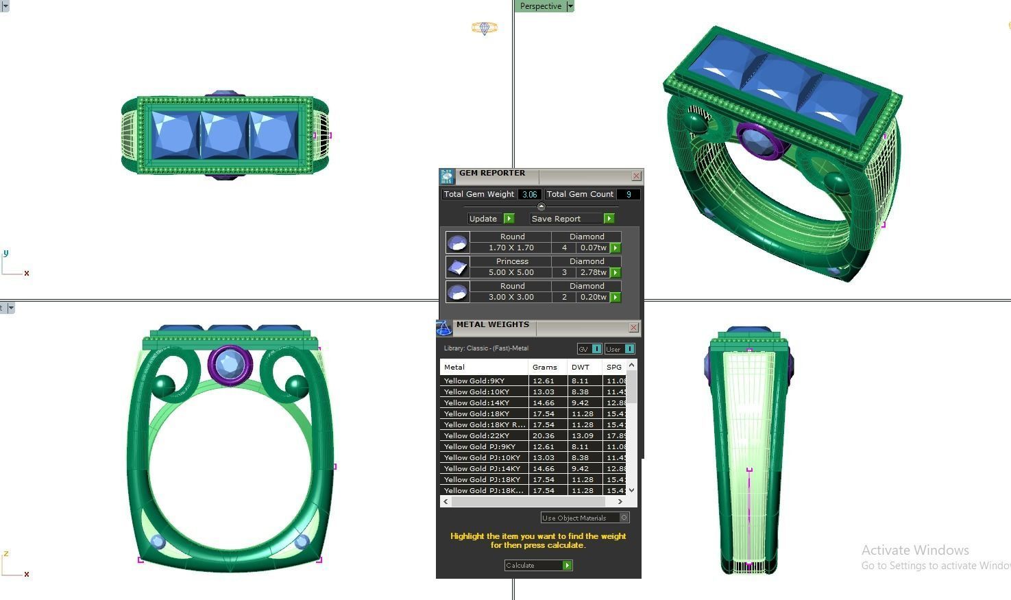 Princess Eternity Band Diamond Ring 3dm stl render detail 3D print model_3