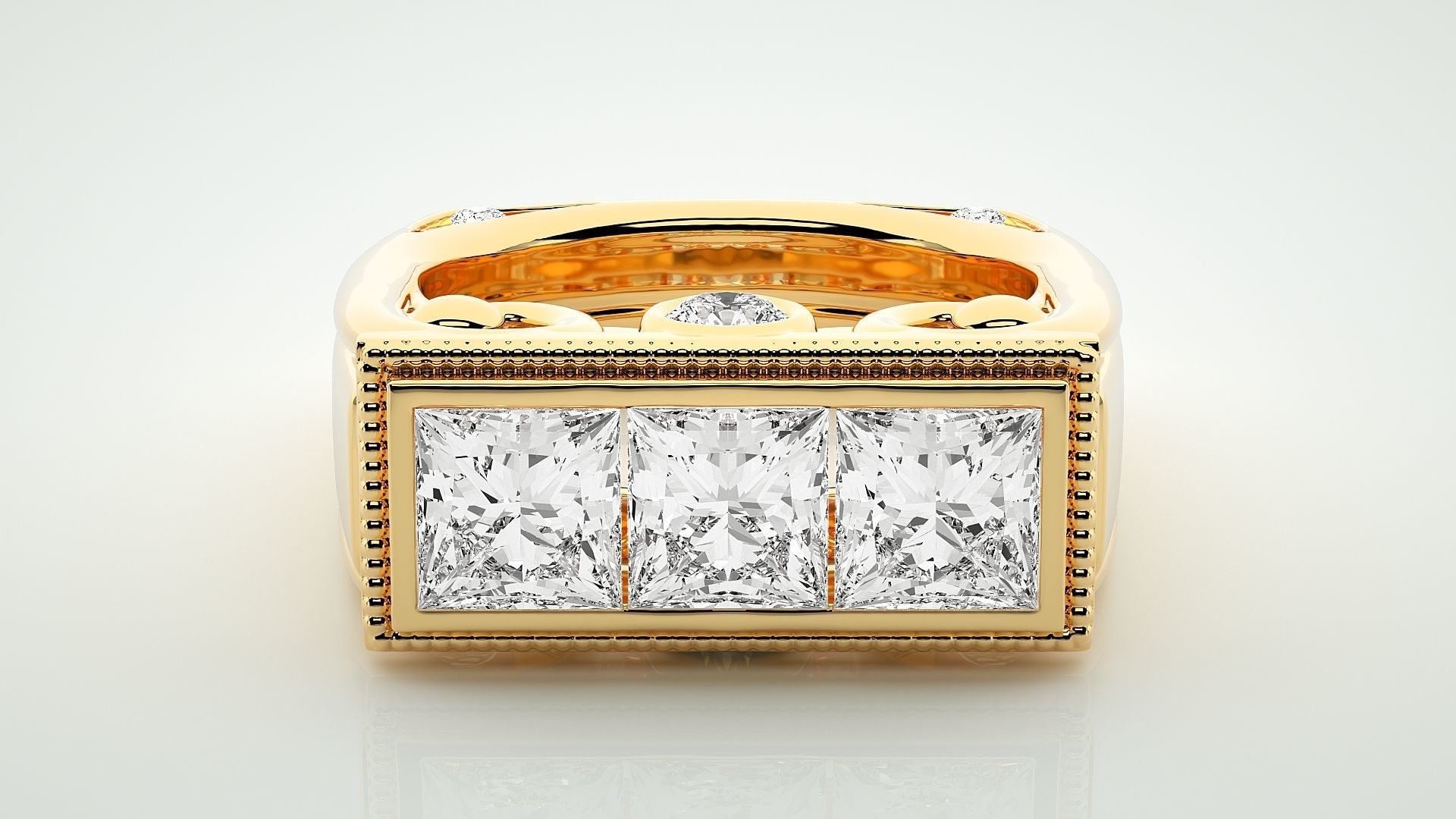 Princess Eternity Band Diamond Ring 3dm stl render detail 3D print model_7