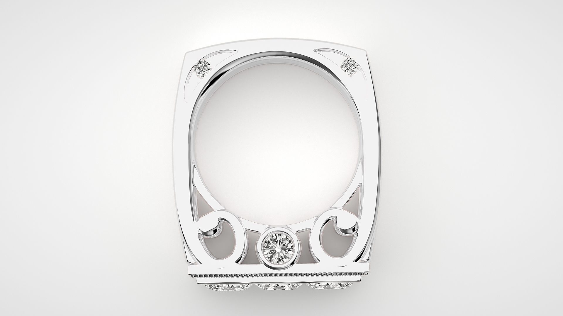 Princess Eternity Band Diamond Ring 3dm stl render detail 3D print model_5