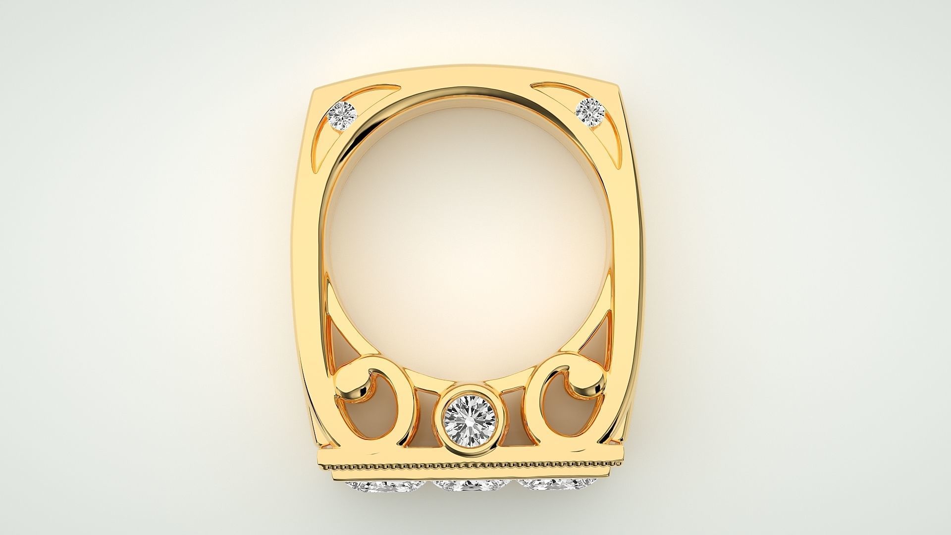 Princess Eternity Band Diamond Ring 3dm stl render detail 3D print model_8