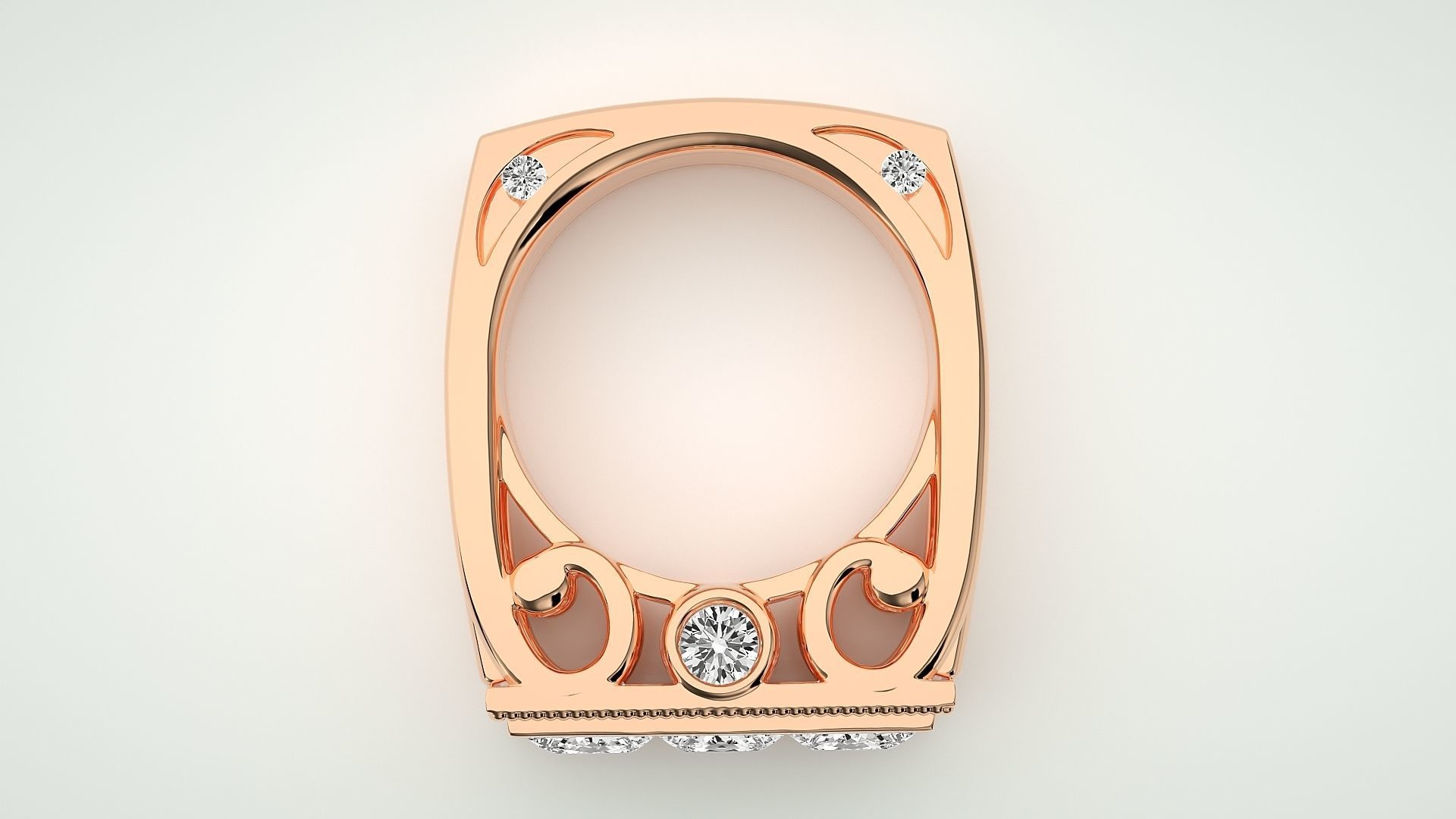 Princess Eternity Band Diamond Ring 3dm stl render detail 3D print model_1