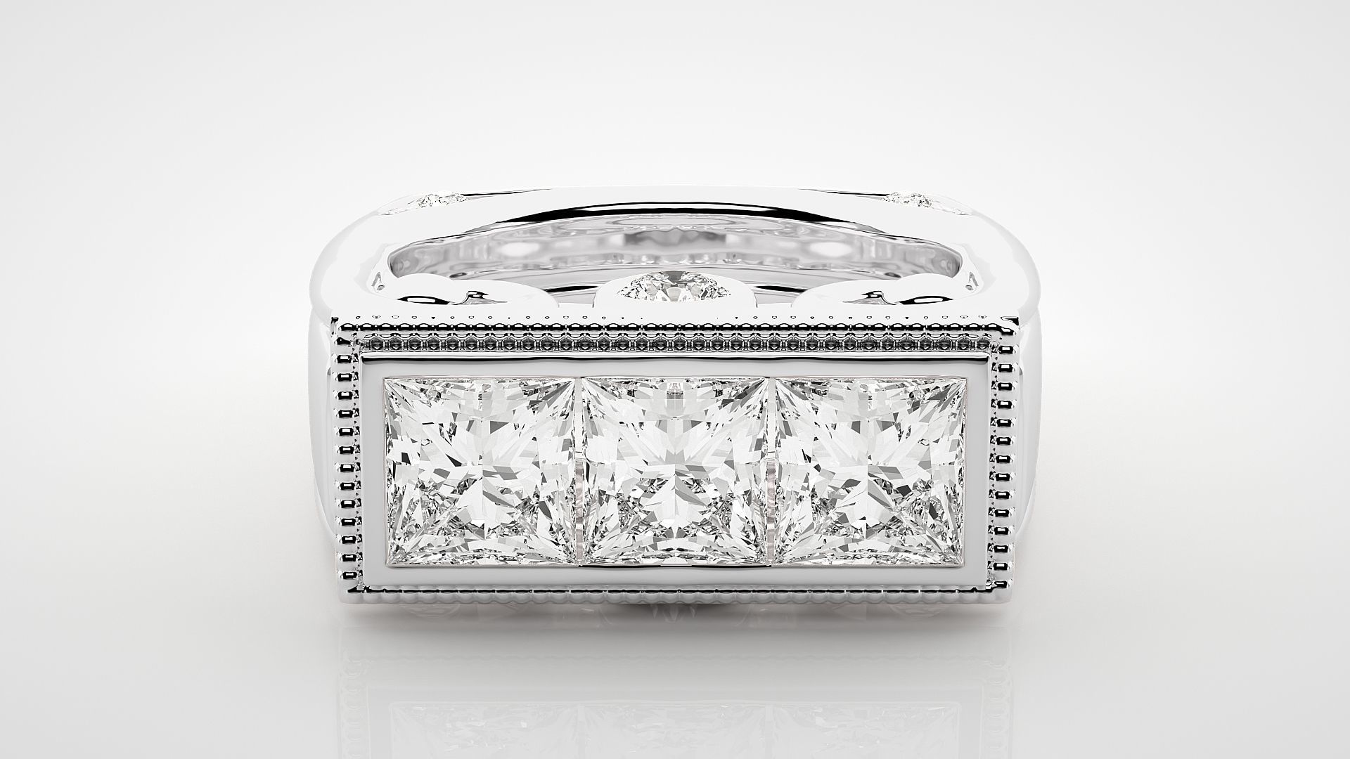 Princess Eternity Band Diamond Ring 3dm stl render detail 3D print model_4