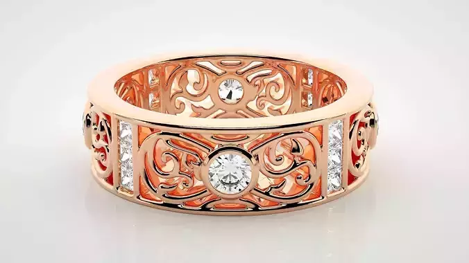 Eternity Band Diamond Ring 3dm stl render detail