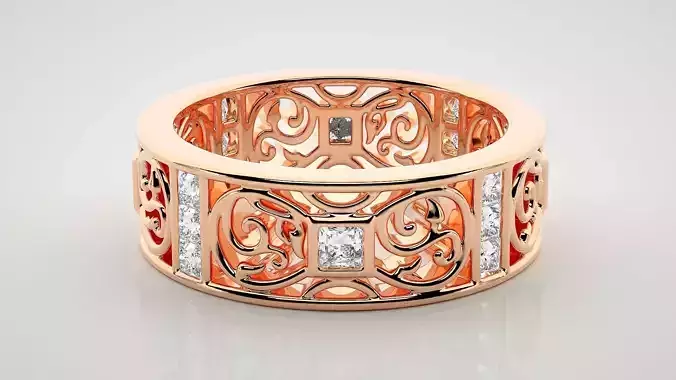 Eternity Band Diamond Ring 3dm stl render detail