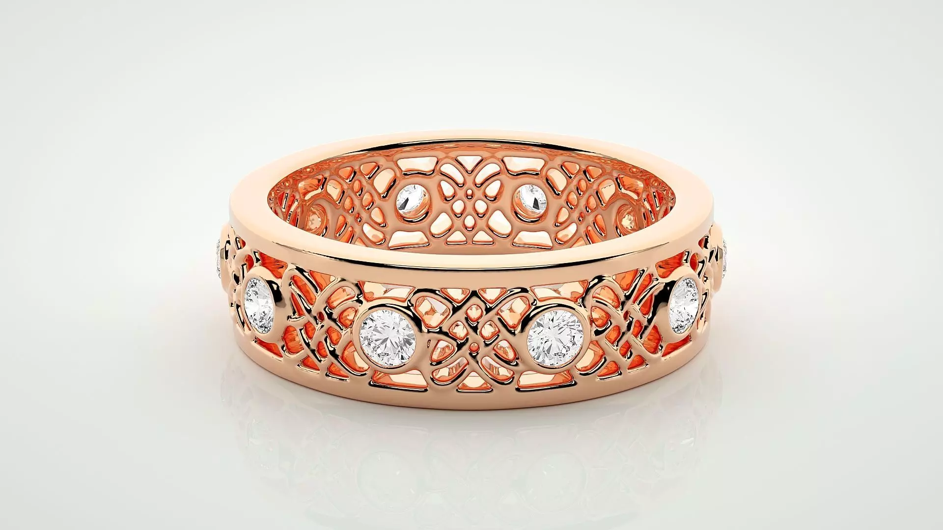 Eternity Band Diamond Ring 3dm stl render detail 3D print model