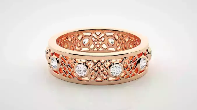 Eternity Band Diamond Ring 3dm stl render detail