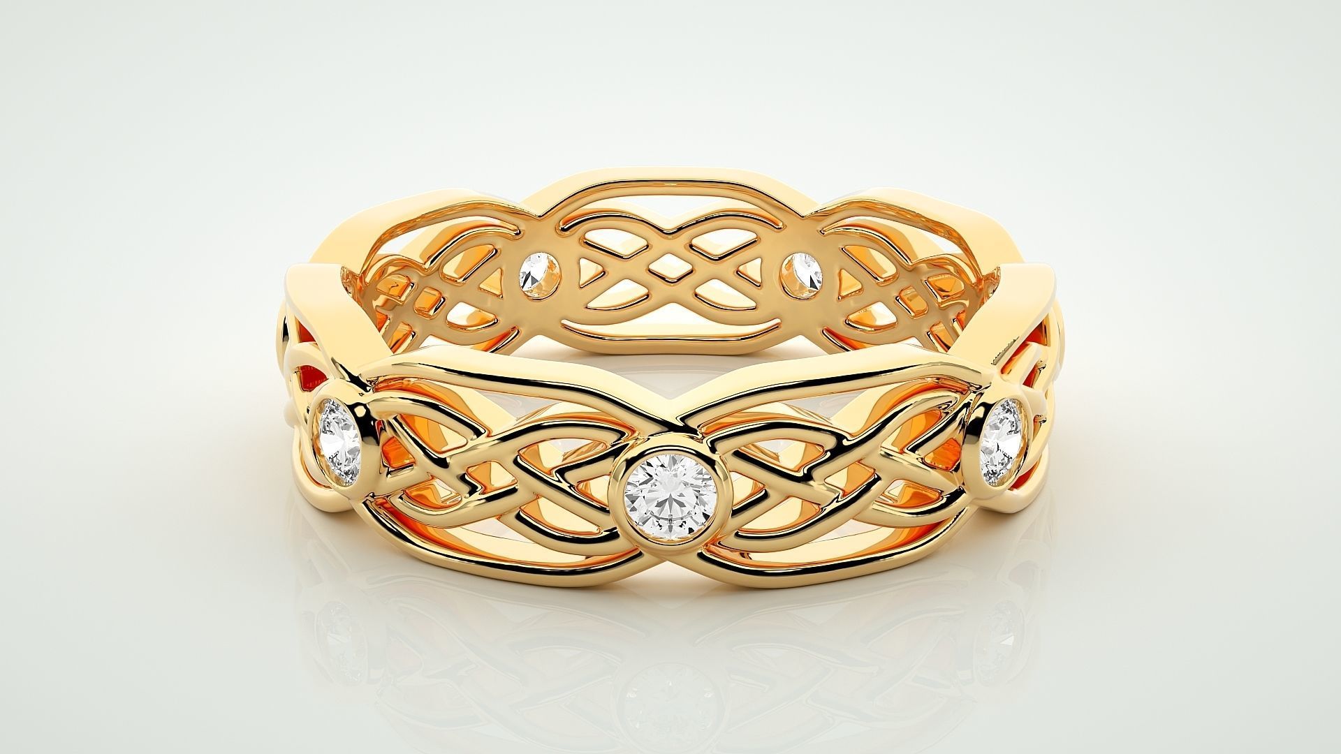 Eternity Band Diamond Ring 3dm stl render detail 3D print model_7