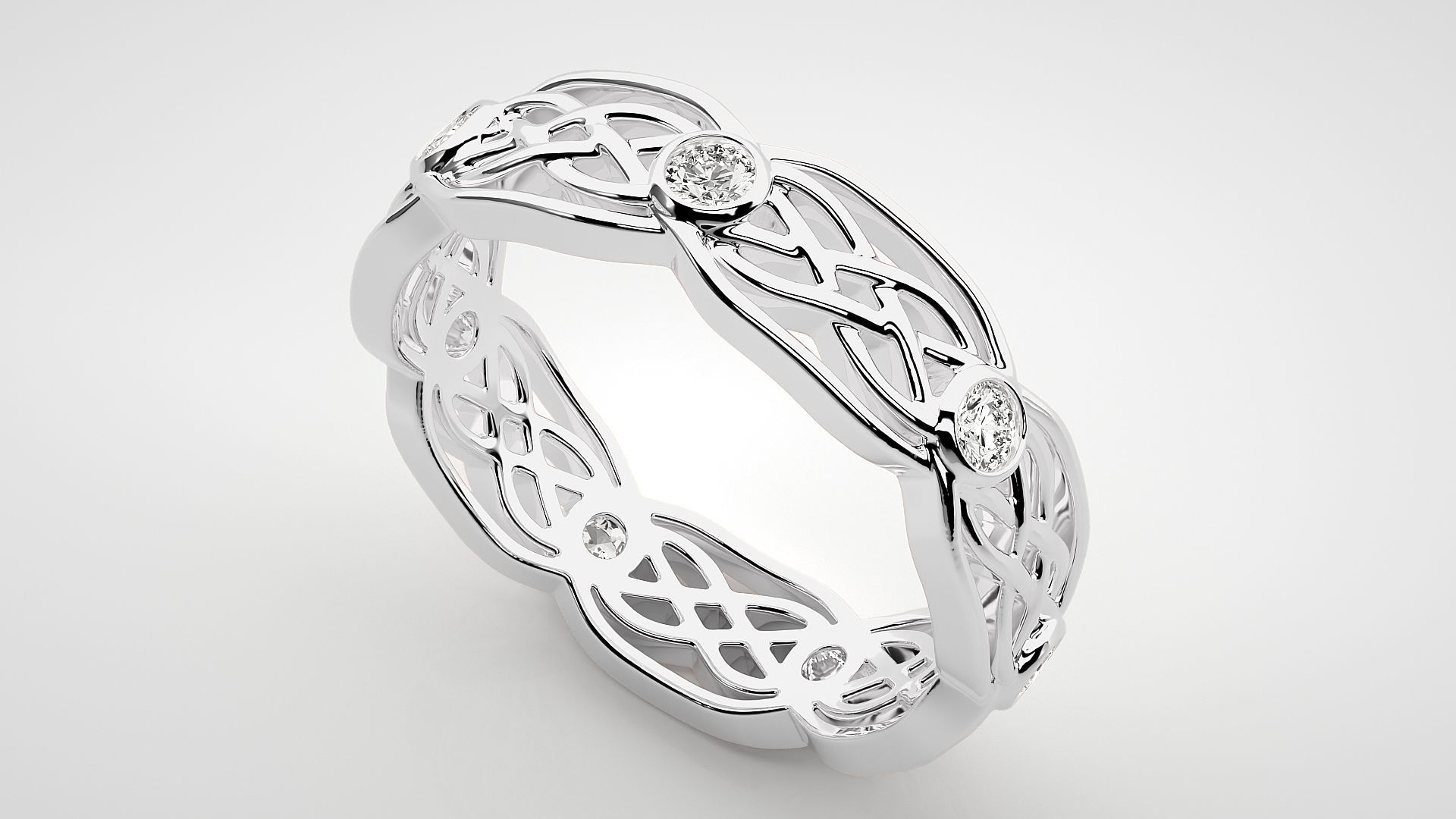 Eternity Band Diamond Ring 3dm stl render detail 3D print model_6