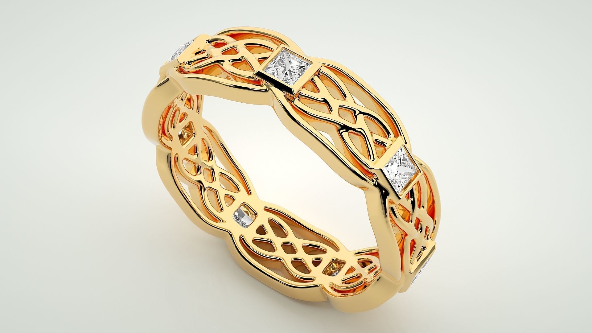 Eternity Band Diamond Ring 3dm stl render detail 3D print model_9