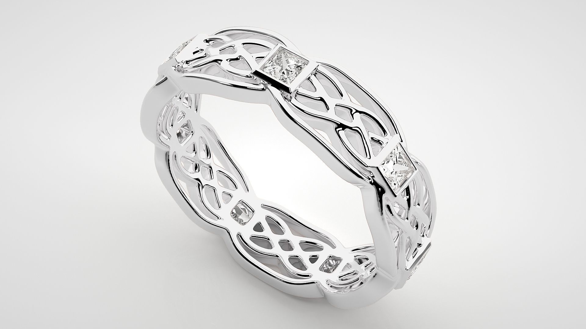 Eternity Band Diamond Ring 3dm stl render detail 3D print model_6