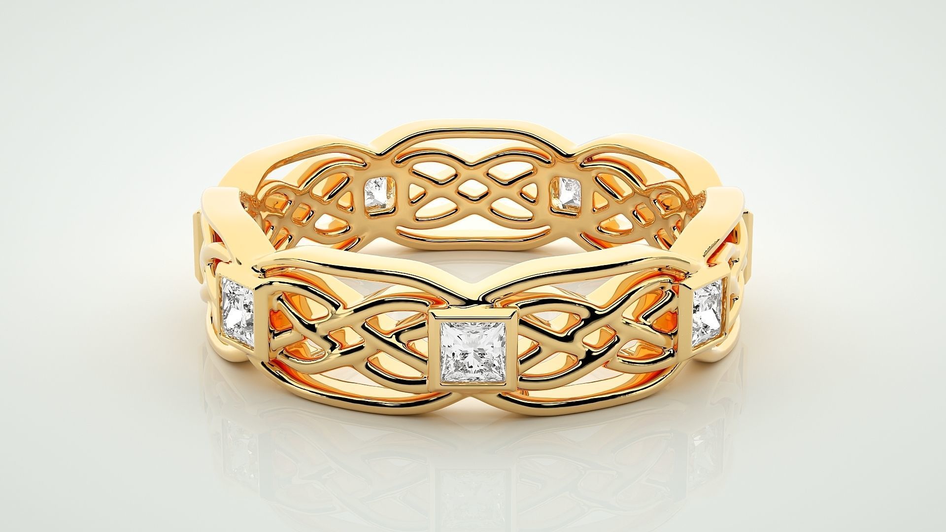 Eternity Band Diamond Ring 3dm stl render detail 3D print model_7