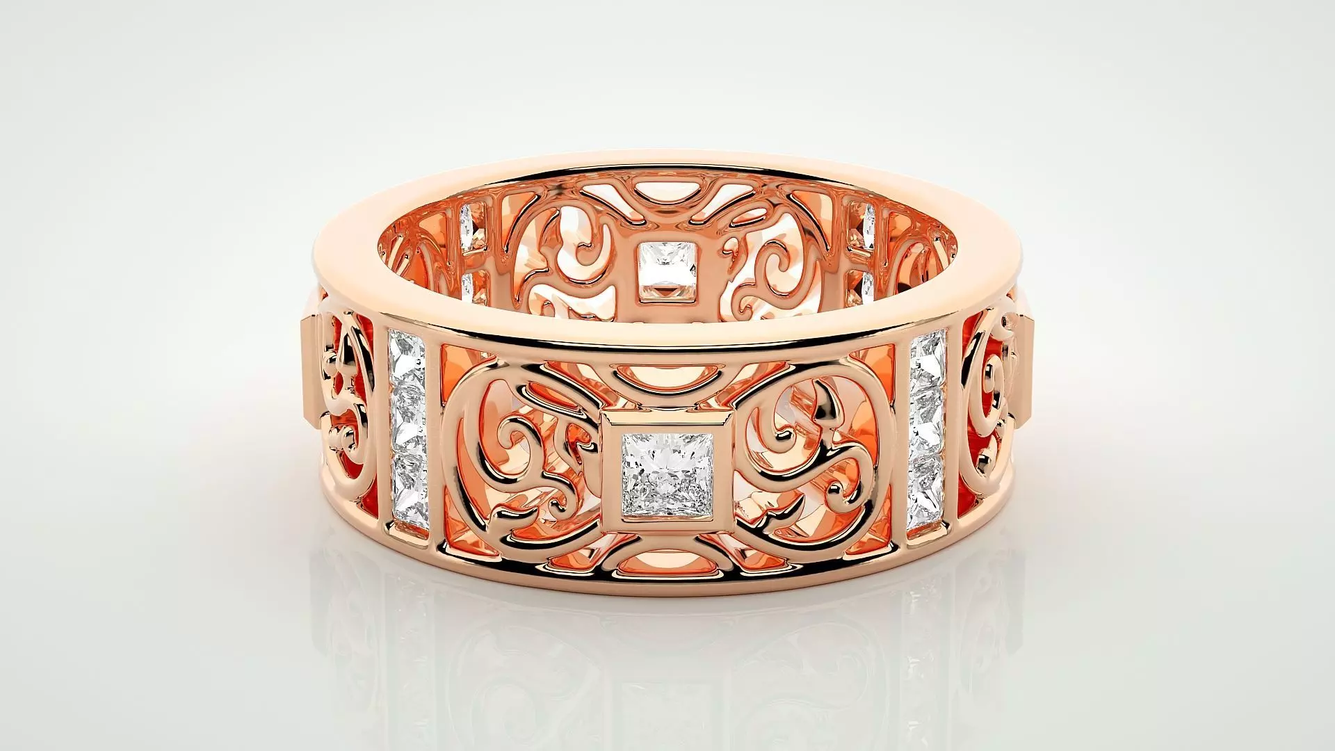 Eternity Band Diamond Ring 3dm stl render detail 3D print model