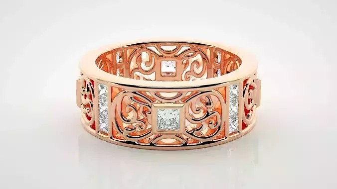 Eternity Band Diamond Ring 3dm stl render detail