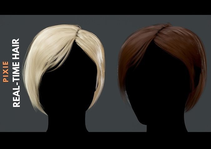 Pixie Hair - Game Ready 3D Model Low-poly 3D model