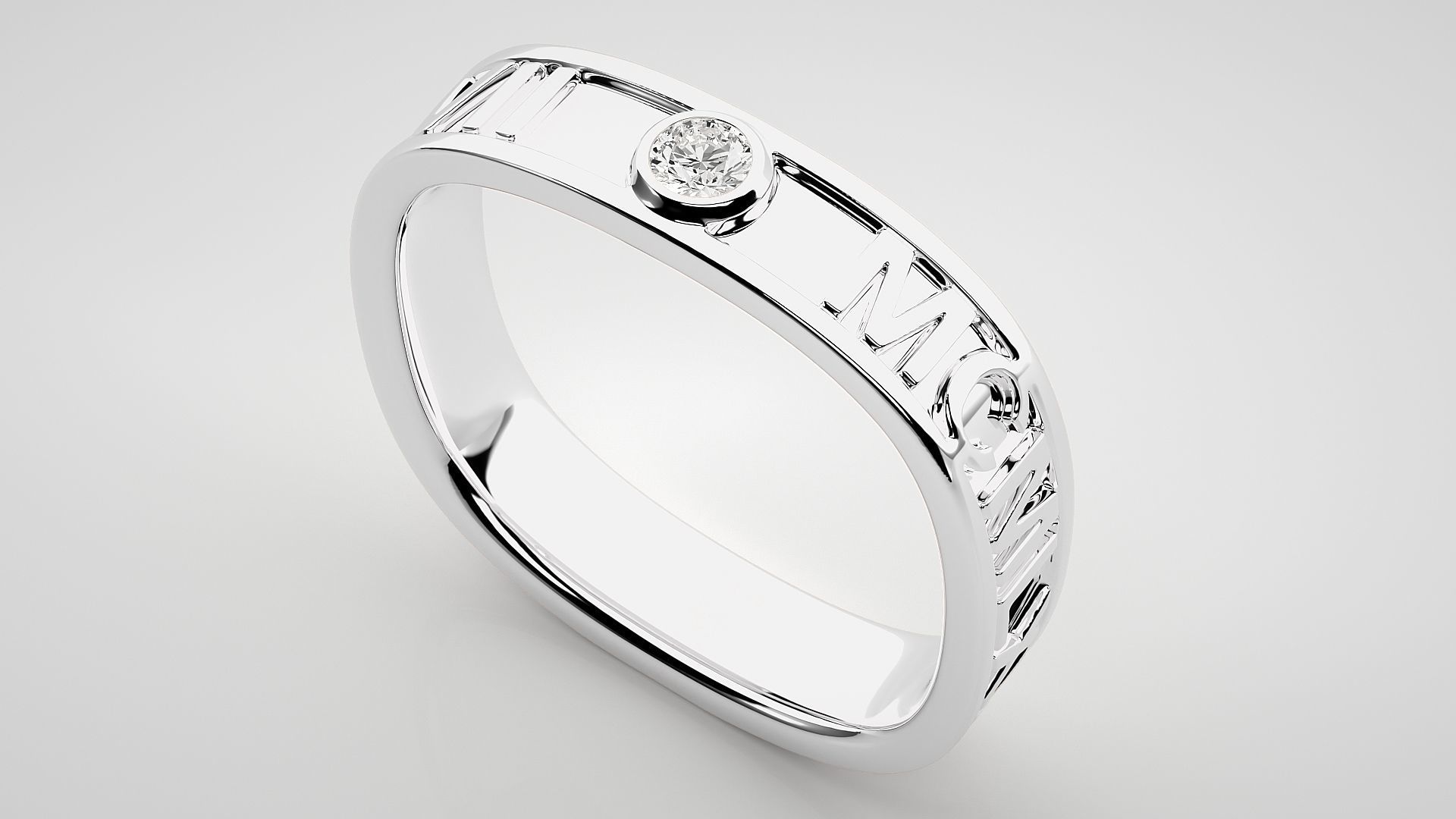 Eternity Band Diamond Ring 3dm stl render detail 3D print model_6