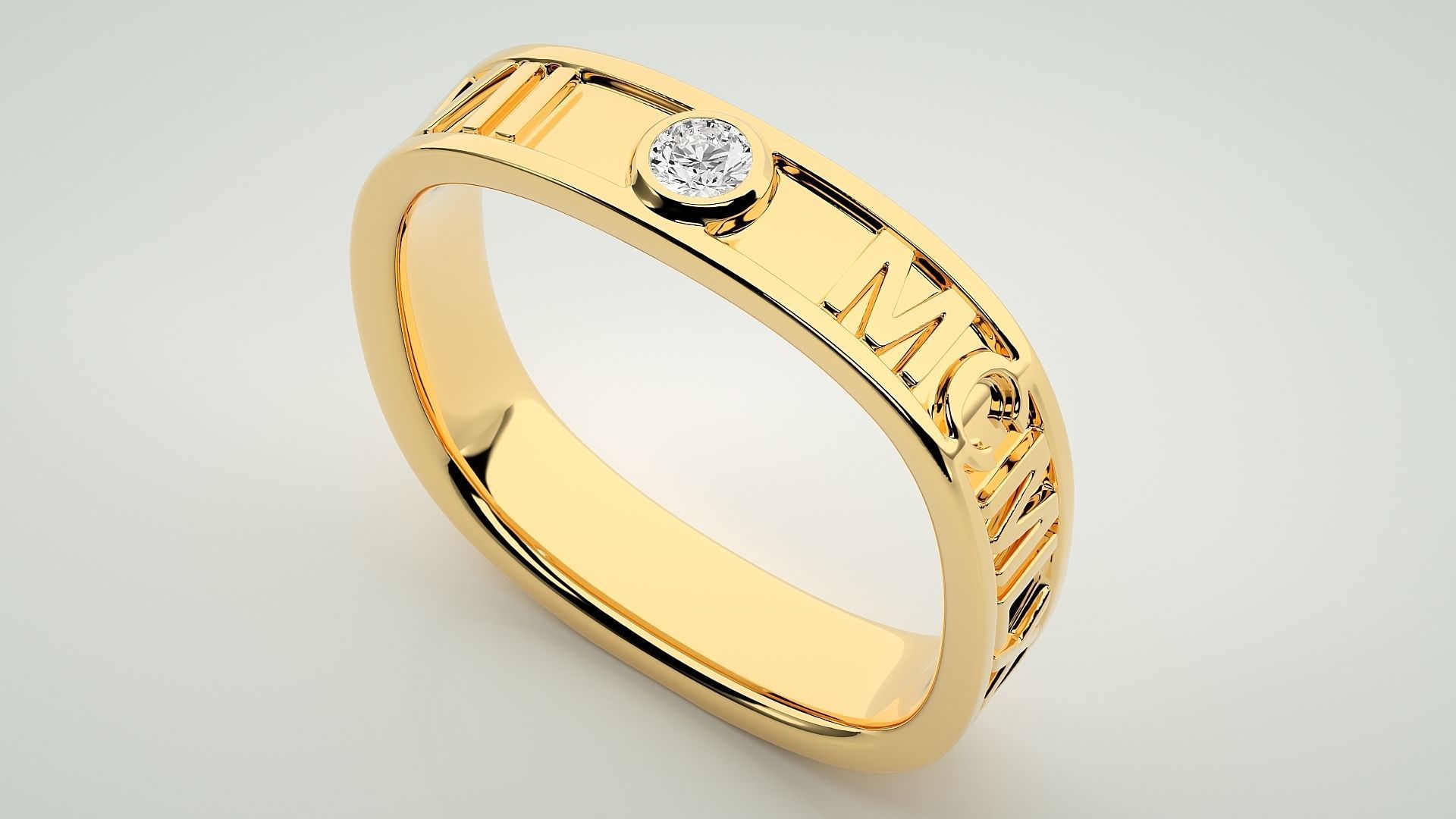 Eternity Band Diamond Ring 3dm stl render detail 3D print model_9