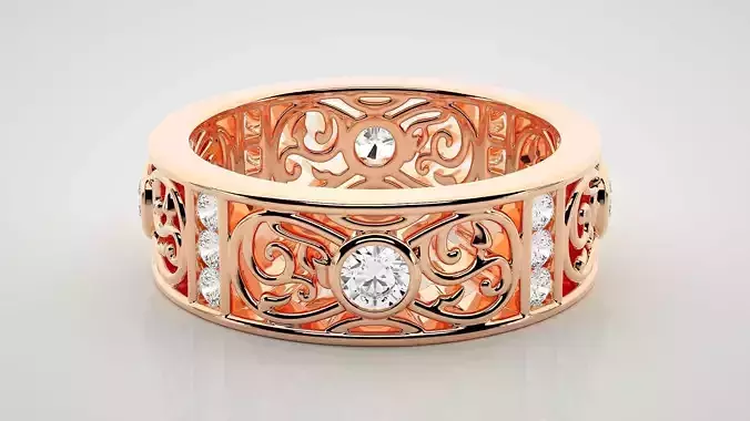 Eternity Band Diamond Ring 3dm stl render detail