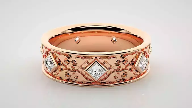 Eternity Band Diamond Ring 3dm stl render detail