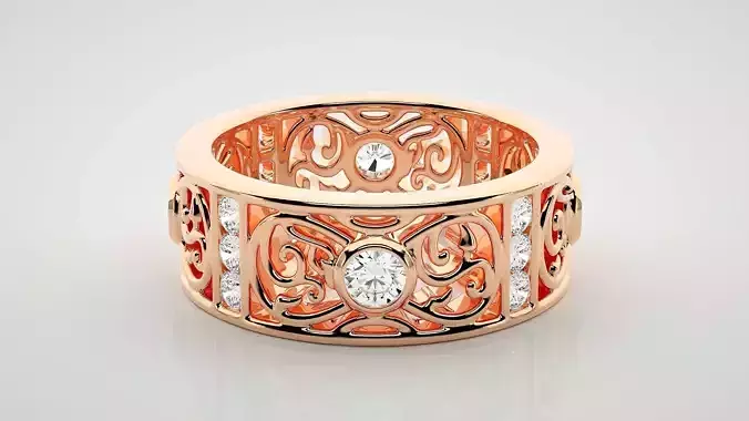 Eternity Band Diamond Ring 3dm stl render detail