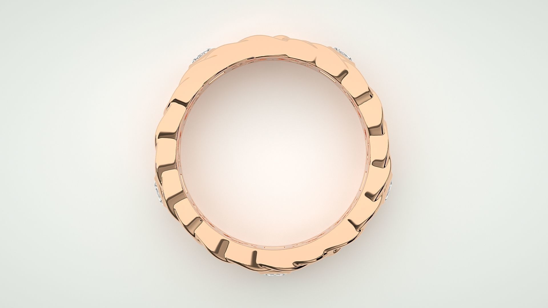 Princess Eternity Band Diamond Ring 3dm stl render detail 3D print model_1